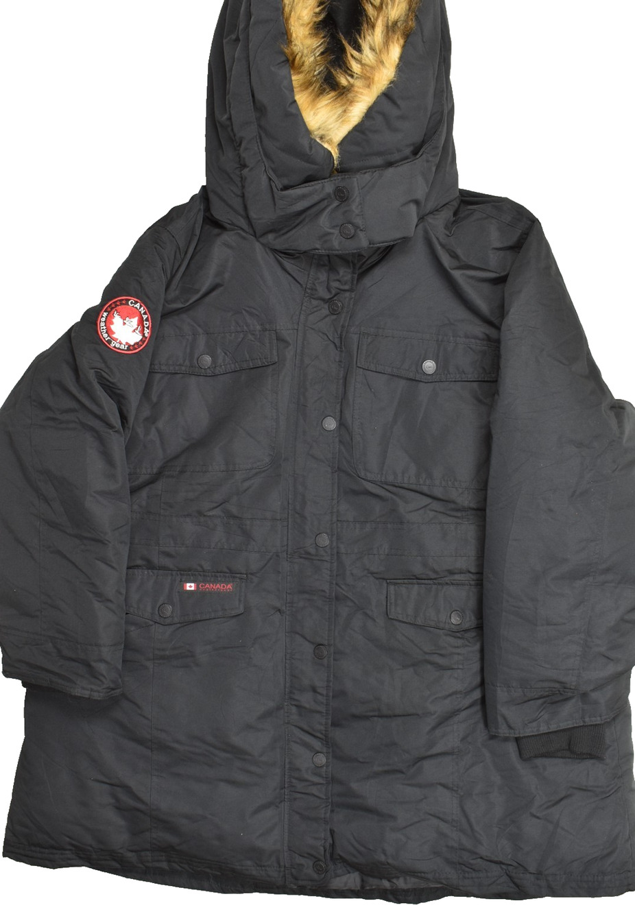Canada Weathergear Men's 3X Black Winter Parka Jacket Faux Fur Hood Heavyweight